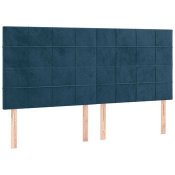 Cabeceros 4 Uds，cabecero Cama，panel De Cabecera De Terciopelo Azul Oscuro 80x5x78/88 Cm