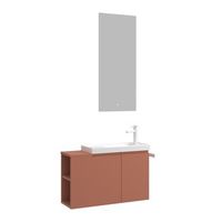 conjunto de mueble con lavabo y espejo 2 piezas  - 80 x 22 x 45 cm - canela mate