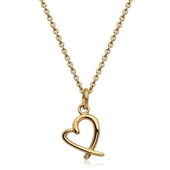 Cadena de acero inoxidable chapado en oro con colgante de corazón