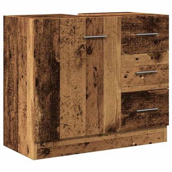 Armario Para Lavabo Madera Ingeniería Envejecida 63x30x54 Cm Vidaxl