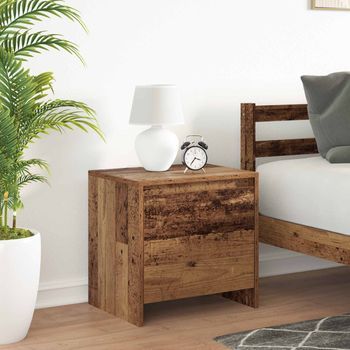 Mesita De Noche - Mueble Para Dormitorio - Madera De Ingeniería - Madera Vieja (45x34x44.5cm)