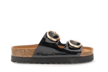 sandalias de plataforma de charol con doble hebilla black 40