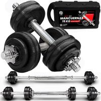 mancuernas regulables 3 en 1 con discos de hierro 15-50 kg y barra de conexion - pesas multifuncionales para hombres y mujeres perfectas para gimnasio en casa y entrenamientos de fitness