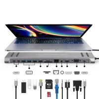 estacion de acoplamiento usb c de 13 en 1 con hub de red vga pd 30 usb-c rj45 10100mbps soporte para portatil macbook