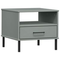 mesita de noche 50x50x45 cm madera maciza de pino metal madera trabajada plastico - gris