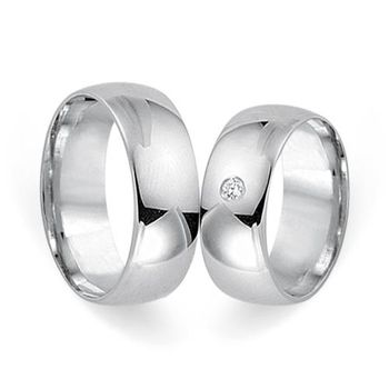 Alianzas 8 quilates oro blanco con diamante