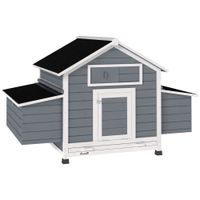 pawhut gallinero de madera para exterior con 2 nidos bandeja extraible perchas techo impermeable 150x100x965 cm gris