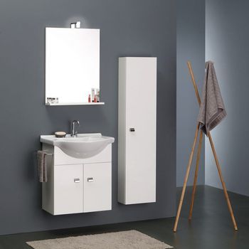 Mueble De Baño Suspendido De 56cm Con Columna Blanca | Simply