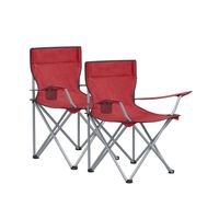 sillas de camping exterior apoyabrazos bolsillo para tazas portatil plegable rojo