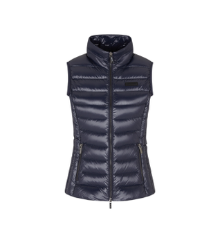 A|X Armani Exchange para mujer. XW001921AF18757UB100 Chaleco de plumón con acolchado horizontal y cuello alto marino (L), Casual, Poliéster
