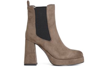 botín de mujer en microfibra con elástico. taupe 37