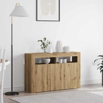Vidaxl Aparador Roble Artisan 116 X 30 X 75 Cm Madera De Ingeniería