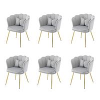 set de 6 sillas - mueble para salon y comedor - terciopelo - gris 63x58x77cm
