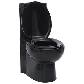 Inodoro Wc De Esquina Cerámica Negro Vidaxl