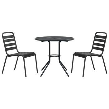 Pack 3 Uds Sillas Jardín | Silla De Exterior | Sillón Apilables Acero Recubrimiento Polvo Gris