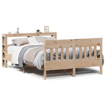 Cama Matrimonial | Cama Para Adultos | Estructura De Cama Sin Colchón Madera De Pino Blanco 150x200 Cm