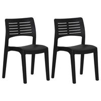 pack 2 uds sillas de jardin  silla de exterior  sillon polipropileno gris antracita