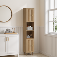 armario alto - mueble de almacenamiento para bano - mdf - roble 32x30x169cm