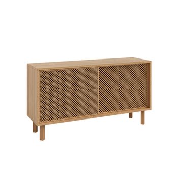 Aparador de pino barnizado en color roble 2 puertas de celosía 120 cm