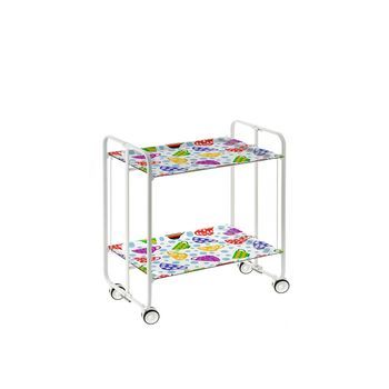 Carrito Auxiliar Plegable Bauhaus Con Ruedas - Armazón Metálico Blanco, 2 Niveles Y 4 Posiciones Ajustables,,47