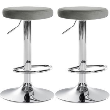 Set De 2 Taburetes De Bar Ponte En Terciopelo Gris 38.5x38.5x60 Cm Clp