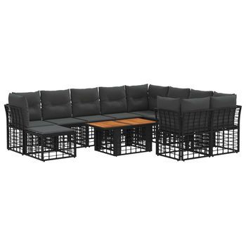 Conjunto De Sofás De Jardín 11 Uds. Negro Y Gris Oscuro Vidaxl