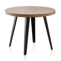 mesa comedor redonda skadi estilo industrial de 100 cm o roble honey y negro