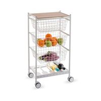 carrito verdulero karina  3 cestas extraibles grandes y botellero blanco-haya