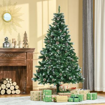 Árbol De Navidad Con 1111 Puntas De Acero Pvc Homcom Ø90x180cm-verde