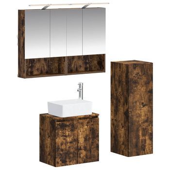 Juego De Muebles De Baño 4 Pcs Roble Ahumado Vidaxl