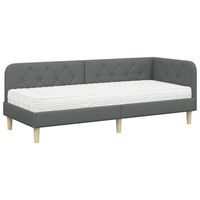 cama individual  cama para adulto  estructura de cama en esquina gris oscuro 80 x 200 cm tela