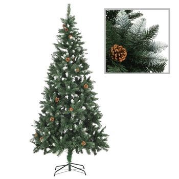 Árbol De Navidad Artificial Con Piñas Y Brillo Blanco 210 Cm Vidaxl