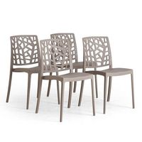 conjunto de 4 sillas de jardin apilables en resina con fibra de vidrio tortola - trixy