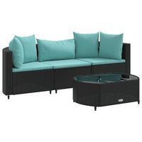 juego de sofas jardin 4 uds  juego de muebles de jardin con cojines ratan sintetico negro cfw7805024