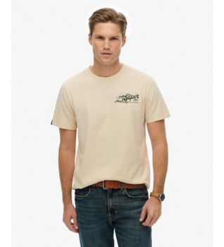 Superdry para hombre. M1012241A Camiseta Lofi beige (S), Casual, Algodón, Manga corta