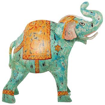Figura Elefante Hierro 87cm Az Ul Claro
