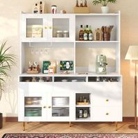 aparador de comedor - mueble de almacenamiento - mdf - blanco y dorado 145x39x171cm