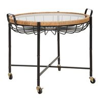 mesa auxiliar en hierro madera y cristal 705x65x57 cm