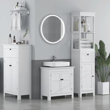 Columna De Baño De Mdf Homcom 40x30x165 Cm Blanco