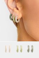 juego 3 pares de aros con strass de color
