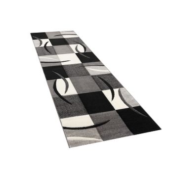 Alfombra moderna Diamora negro-blanco  80x300 cm