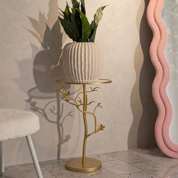 Mesa de centro de metal dorado y cristal cm ø 38x60