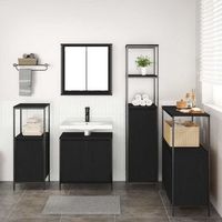 vidaxl juego de muebles de bano 5 uds roble negro 36 x 35 x 165 cm
