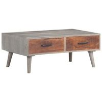 mesa de centro madera maciza de mango rugosa gris 100x60x40 cm vidaxl