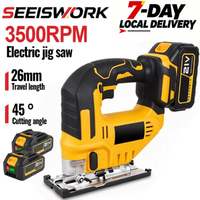 sierra de calar electrica inalambrica seeiswork 3500 rpm con angulo de corte de 45 grados herramienta para trabajos de carpinteria incluye 2 baterias de 21 v