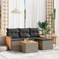 conjunto de sofas jardin con cojines 5 uds  mueble jardin mesa y sillas ratan sintetico gris cfw888173