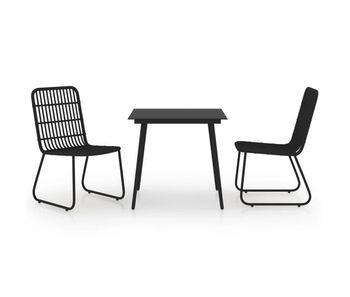 Juego de comedor para jardín 3 piezas ratán sintético y vidrio
