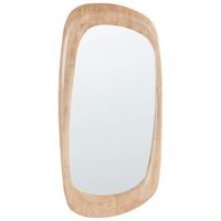 espejo de pared decorativo de madera de caucho 120 x 57 cm estilo retro asimetrico marron trizay