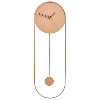 Reloj De Pared Decoración Colgante 20 X 62 Cm Diseño Moderno Minimalista Con Péndulo Decorativo Sin Números Acero Rosa Salvan