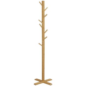 HOMCOM Perchero de Pie de Bambú, Perchero para Ropa con 8 Ganchos, Forma de Árbol, 49,5x49,5x178 cm, Natural   Aosom España